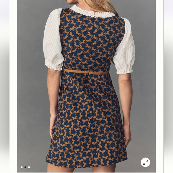 Anthropologie Maeve Puff-Sleeve Twofer Horse Print Mini Dress Size XL, NWT - Picture 17 of 17